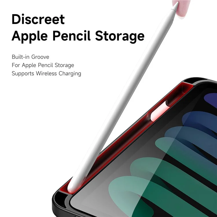 Étui de protection DUX DUCIS Magi pour iPad mini (2024) / mini (2021) Détachable 2-en-1 Cuir+PC+TPU Fonction de réveil / veille automatique Housse de tablette avec support V-Fold - Noir