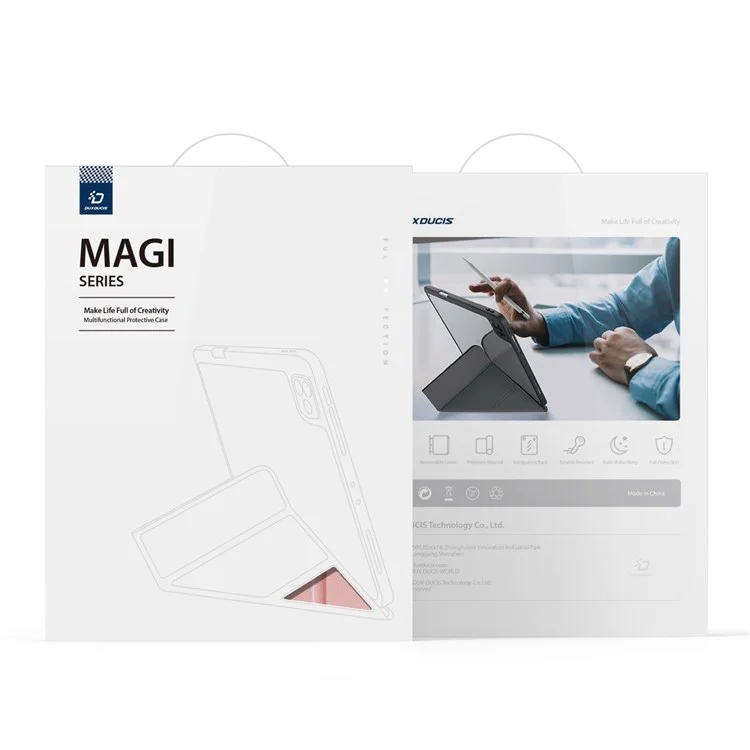 DUX DUCIS Magi Protective Case para iPad Air (2020) / (2022) Suporte em V-fold Anti-desgaste Couro+PC+TPU Com Função de Despertar / Dormir Automático Capa para Tablet - Rosa