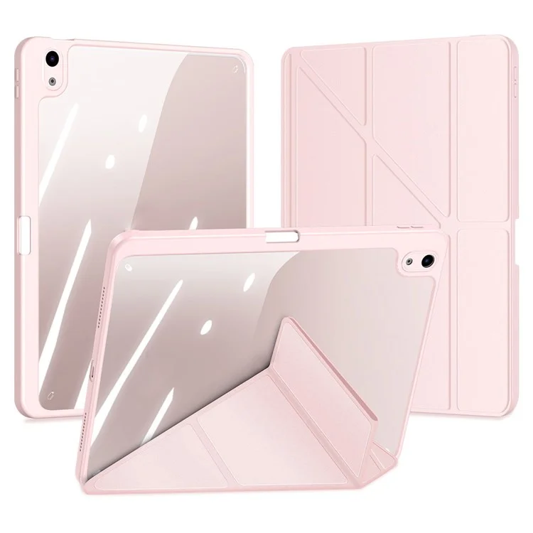 Dux Ducis Magi Case Protector Para Ipad Air (2020) /(2022) V-fold Stand Anti-wear Leather+PC+TPU Soporte Auto Wake / Cubierta de Tableta de Función de Sueño - Rosado