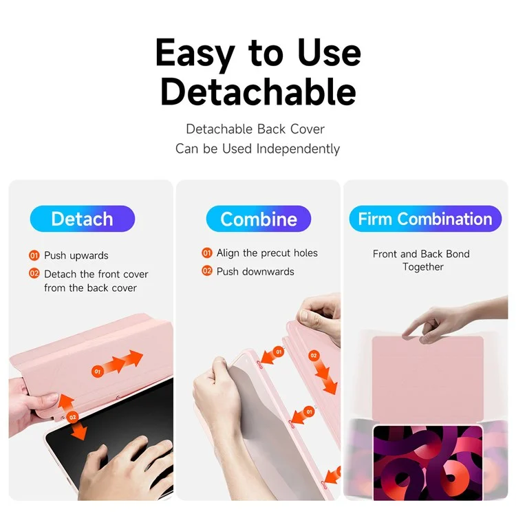 DUX DUCIS Magi Protective Case para iPad Air (2020) / (2022) Suporte em V-fold Anti-desgaste Couro+PC+TPU Com Função de Despertar / Dormir Automático Capa para Tablet - Rosa