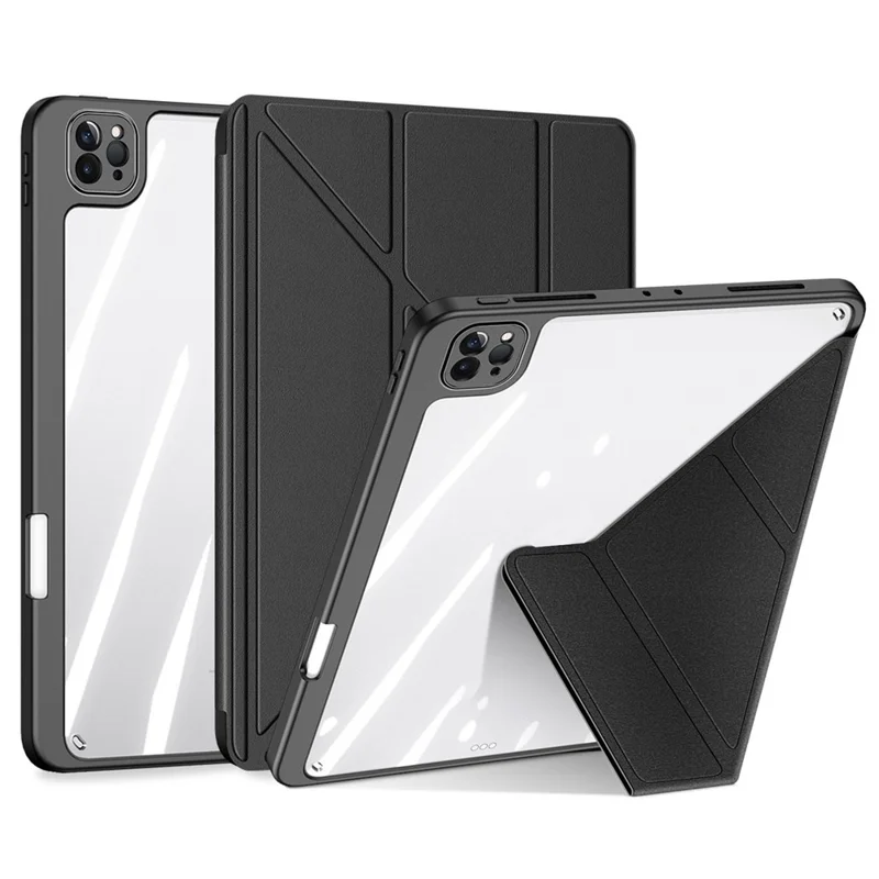 DUX DUCIS for iPad Pro 12.9 (2022) / (2021) / (2020)Case Detachable Leather+PC+TPU Anti-drop Tablet Cover with V-fold Stand - Black