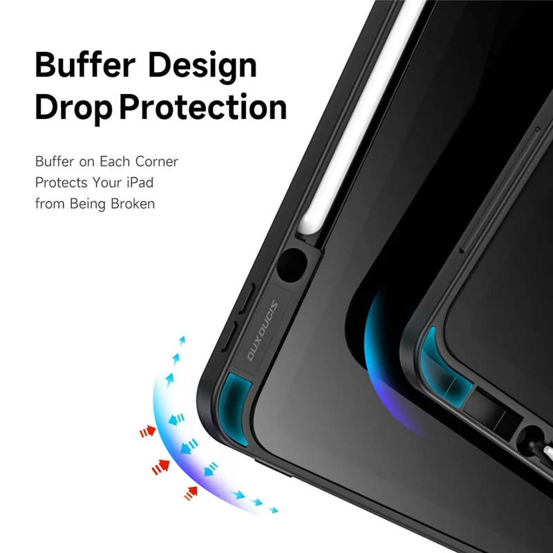 DUX DUCIS for iPad Pro 12.9 (2022) / (2021) / (2020)Case Detachable Leather+PC+TPU Anti-drop Tablet Cover with V-fold Stand - Black