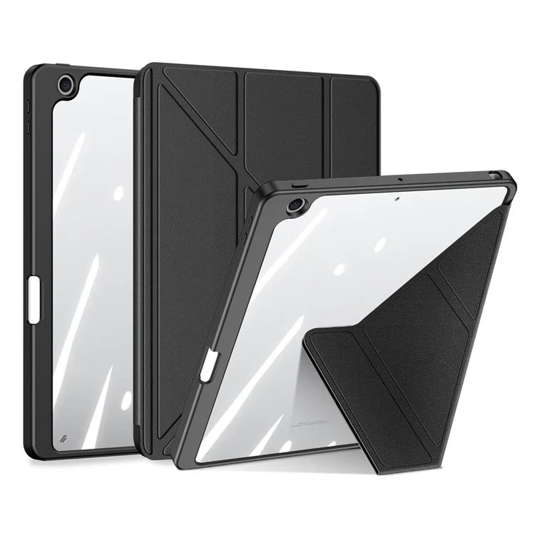 Capa Protetora DUX DUCIS Magi para iPad 10.2 (2019) / (2020) / (2021) - Suporte V-fold, Anti-arranhões, Couro+PC+TPU, Tablet Cover com Função Ligar/Desligar Automática - Preto 
