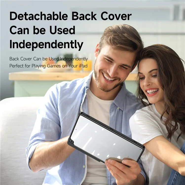 Capa Protetora DUX DUCIS Magi para iPad 10.2 (2019) / (2020) / (2021) - Suporte V-fold, Anti-arranhões, Couro+PC+TPU, Tablet Cover com Função Ligar/Desligar Automática - Preto 