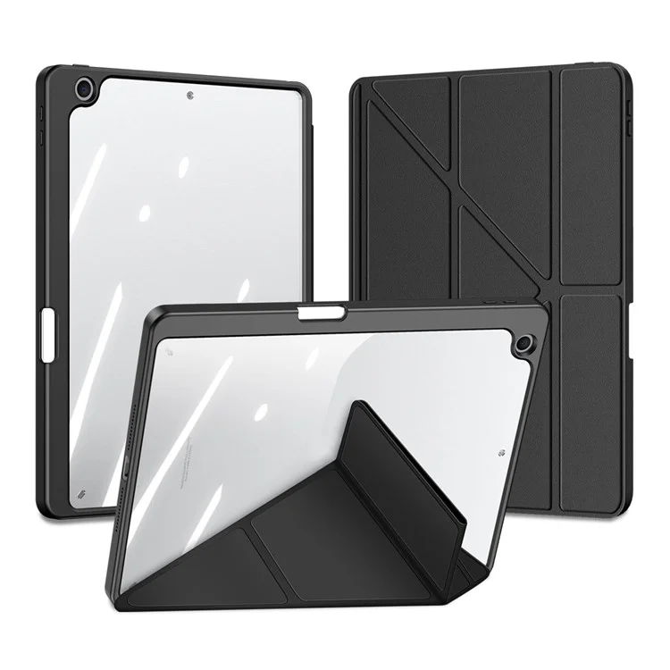 Capa Protetora DUX DUCIS Magi para iPad 10.2 (2019) / (2020) / (2021) - Suporte V-fold, Anti-arranhões, Couro+PC+TPU, Tablet Cover com Função Ligar/Desligar Automática - Preto 