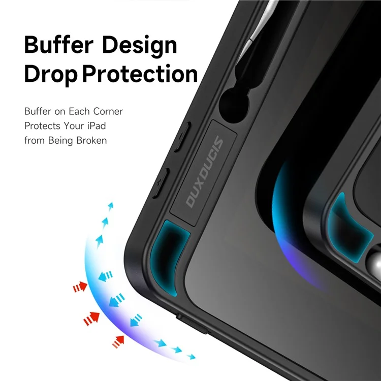 Capa Protetora DUX DUCIS Magi para iPad 10.2 (2019) / (2020) / (2021) - Suporte V-fold, Anti-arranhões, Couro+PC+TPU, Tablet Cover com Função Ligar/Desligar Automática - Preto 