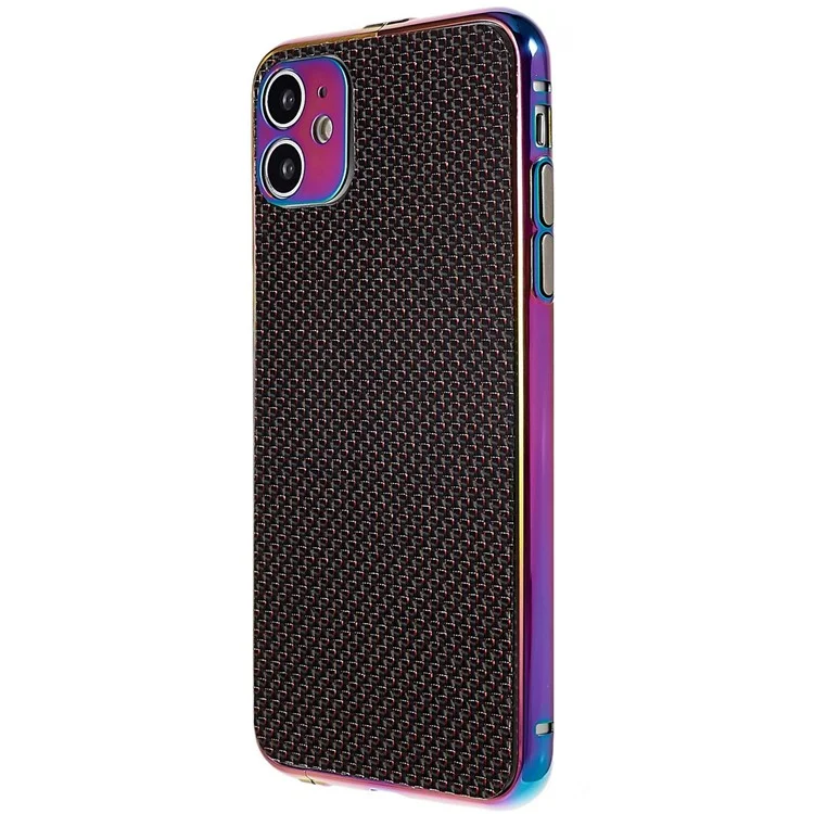 Pour Iphone 11 6,1 Pouces en Acier Inoxydable Case de Pare-chocs Aramide Fibre de Carbone Fibre Arrière Plaque de Téléphone Couvercle Avec Protège-objectif Métallique Protecteur - Multicolore