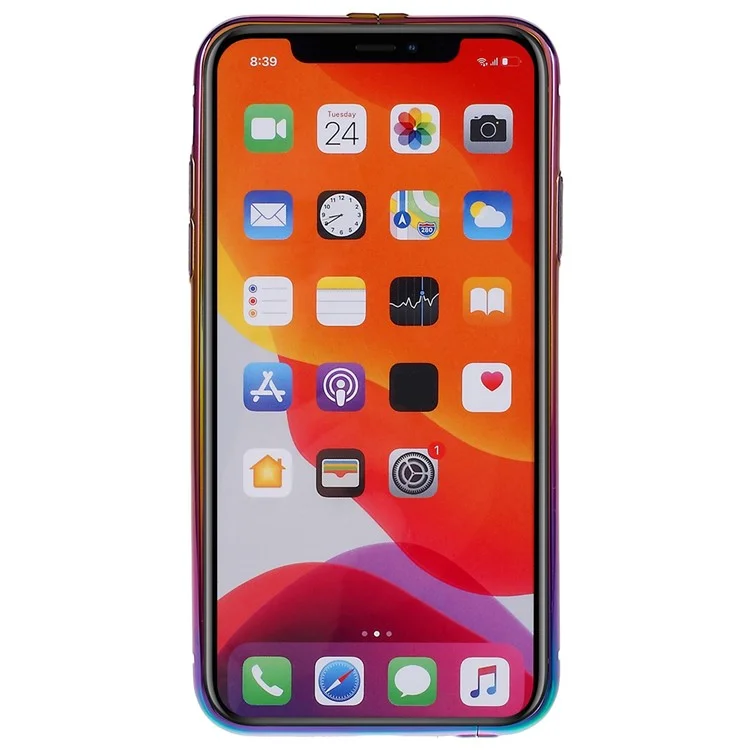 Pour Iphone 11 6,1 Pouces en Acier Inoxydable Case de Pare-chocs Aramide Fibre de Carbone Fibre Arrière Plaque de Téléphone Couvercle Avec Protège-objectif Métallique Protecteur - Multicolore