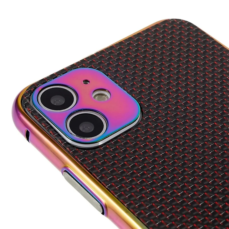 Pour Iphone 11 6,1 Pouces en Acier Inoxydable Case de Pare-chocs Aramide Fibre de Carbone Fibre Arrière Plaque de Téléphone Couvercle Avec Protège-objectif Métallique Protecteur - Multicolore