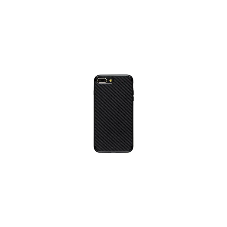 TOTU Carbon Fiber Texture PC + TPU Hybrid Case for iPhone 8 Plus / 7 Plus 5.5 inch - Bright Black