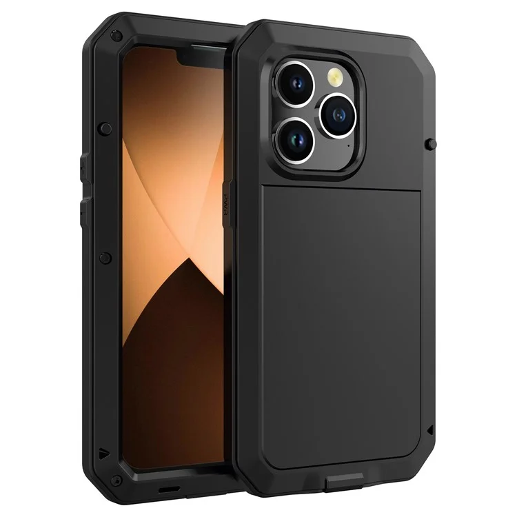 All-round Protection Phone Case for iPhone 14 Pro 6.1 inch, Drop-proof Shockproof Back Cover with Tempered Glass Screen Protector - Black