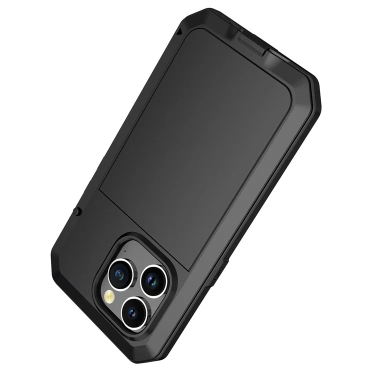 All-round Protection Phone Case for iPhone 14 Pro 6.1 inch, Drop-proof Shockproof Back Cover with Tempered Glass Screen Protector - Black