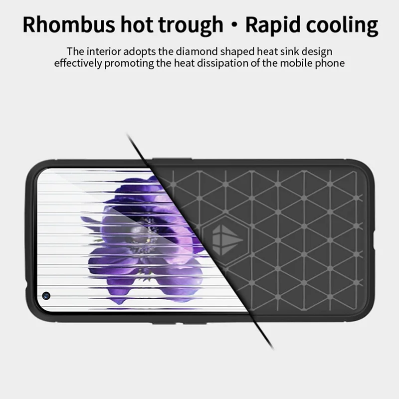 MOFI for Nothing phone (1) 5G Drop-proof Carbon Fiber Texture Soft TPU Back Cover Brushed Surface Anti-scratch Phone Case - Blue