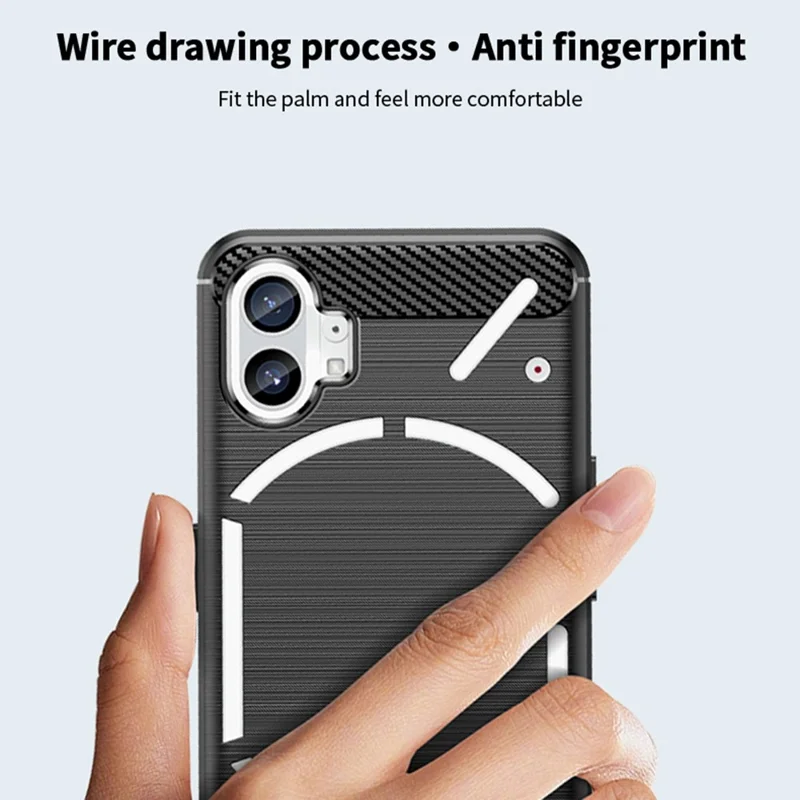 MOFI for Nothing phone (1) 5G Drop-proof Carbon Fiber Texture Soft TPU Back Cover Brushed Surface Anti-scratch Phone Case - Blue