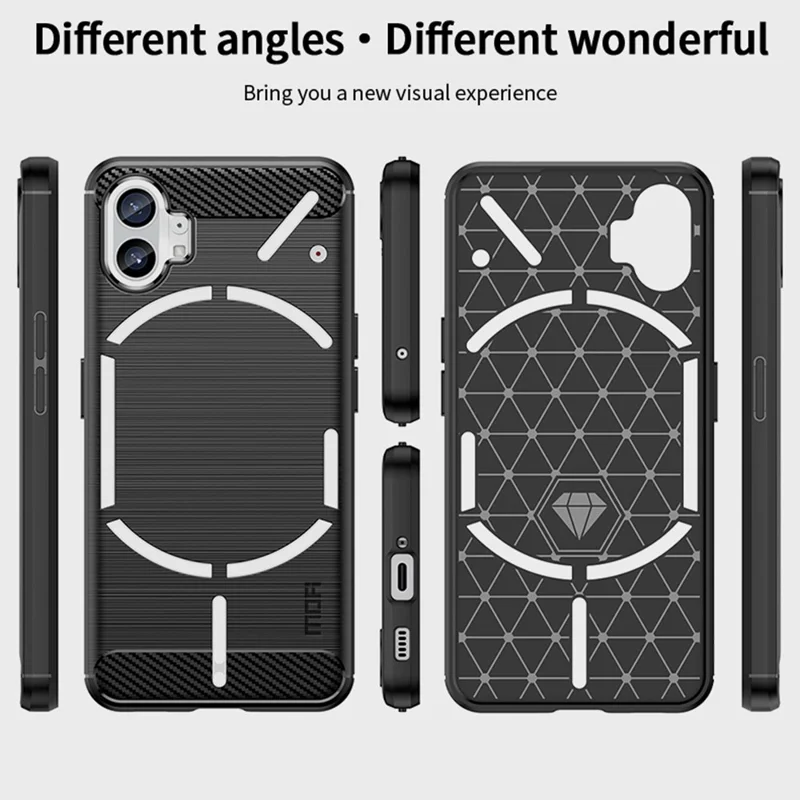 MOFI for Nothing phone (1) 5G Drop-proof Carbon Fiber Texture Soft TPU Back Cover Brushed Surface Anti-scratch Phone Case - Blue