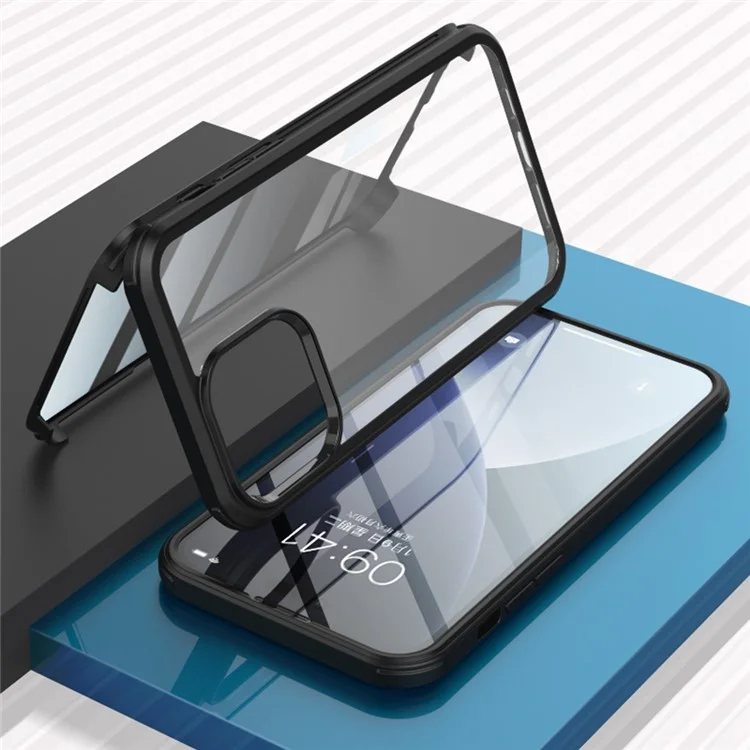 Für iPhone 14 Pro Anti-Kratzer HD Clear Phone Case Allround-Schutz Abnehmbare 2-in-1 Doppelseitige Gehärtetes Glas Handyhülle - Schwarz