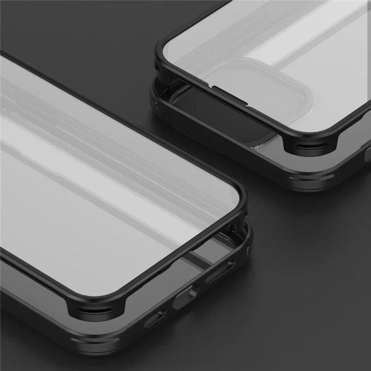 Für iPhone 14 Pro Anti-Kratzer HD Clear Phone Case Allround-Schutz Abnehmbare 2-in-1 Doppelseitige Gehärtetes Glas Handyhülle - Schwarz