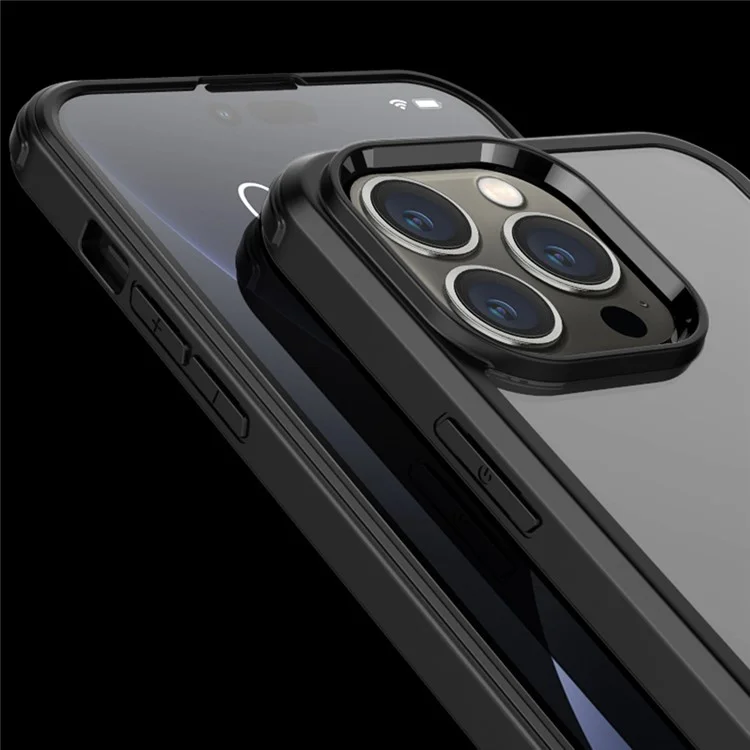 Für iPhone 14 Pro Anti-Kratzer HD Clear Phone Case Allround-Schutz Abnehmbare 2-in-1 Doppelseitige Gehärtetes Glas Handyhülle - Schwarz