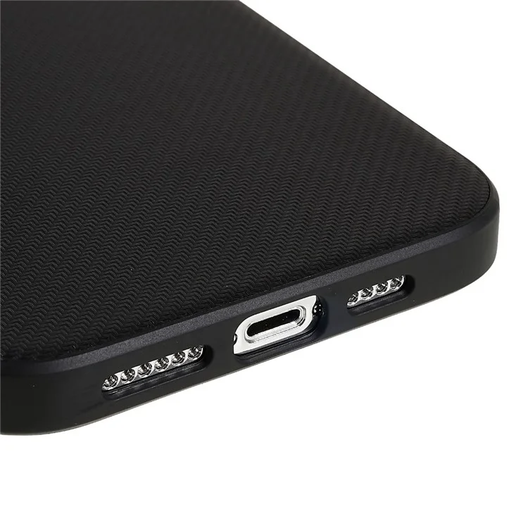 Para iPhone 14 Pro Funda de teléfono con textura de fibra de carbono a prueba de golpes Revestimiento de piel de PU Funda protectora ultradelgada de PC - Fibra de carbono / Negro