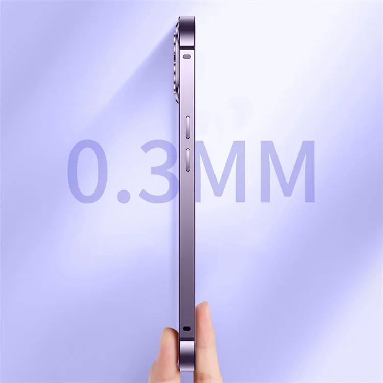 For iPhone 14 Plus Anti-fall Ultra Slim Phone Case Aluminium Alloy Bumper Frame Matte Cell Phone Protective Cover with Camera Lens Protector - Black