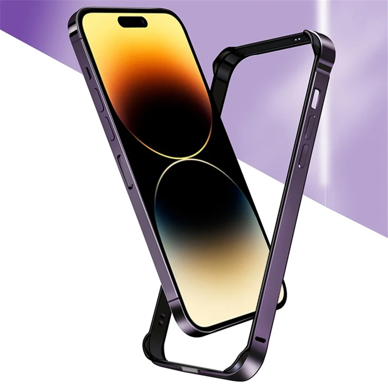 For iPhone 14 Pro Scratch-proof Phone Case Soft TPU Metal Frame Detachable Case Ultra Slim Protective Cover - Black
