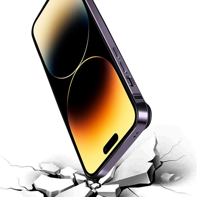 For iPhone 14 Pro Scratch-proof Phone Case Soft TPU Metal Frame Detachable Case Ultra Slim Protective Cover - Black