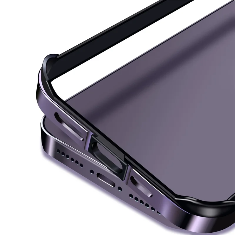 For iPhone 14 Pro Scratch-proof Phone Case Soft TPU Metal Frame Detachable Case Ultra Slim Protective Cover - Black