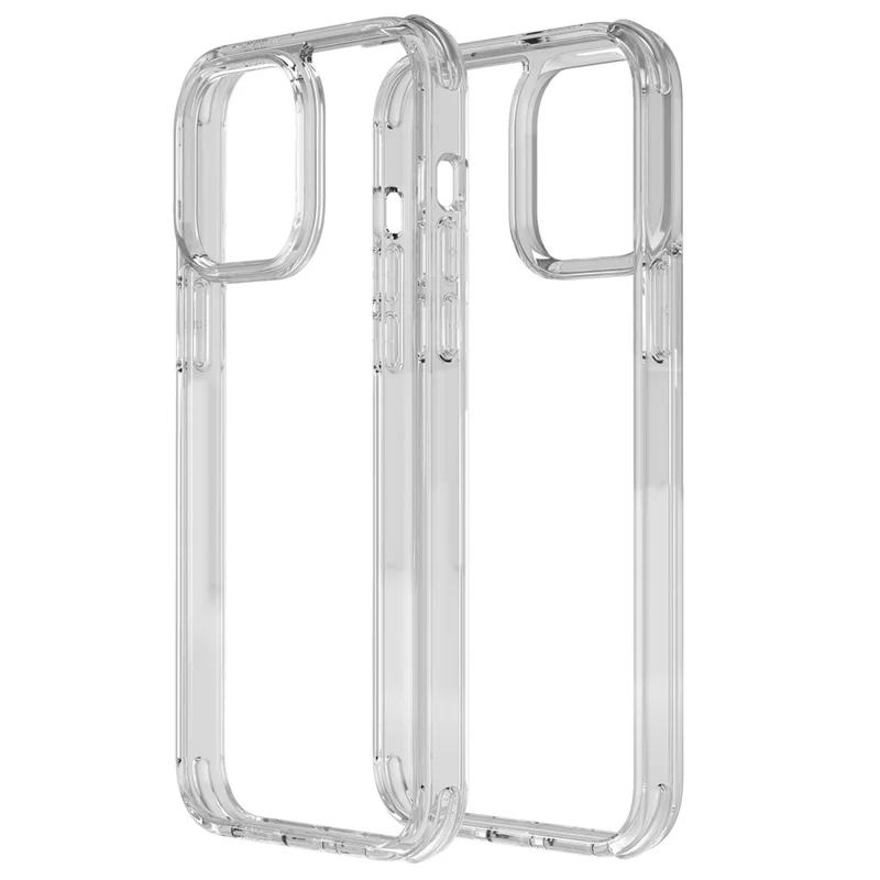 For iPhone 14 Transparent Phone Case Hard PC + Soft TPU Anti-Scratch Protective Cover - Transparent