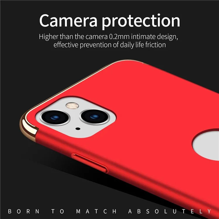 MOFI Guard Series For iPhone 13 mini 5.4 inch Slim Back Cover Detachable 3-in-1 Shockproof Electroplating Hard PC Protective Case - Red