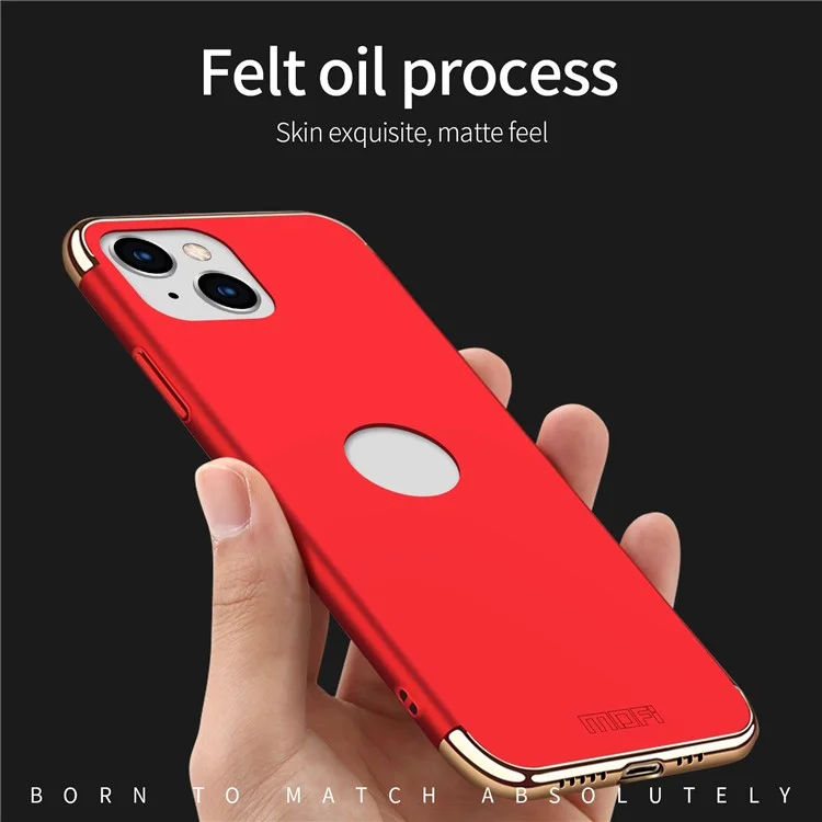 MOFI Guard Series For iPhone 13 mini 5.4 inch Slim Back Cover Detachable 3-in-1 Shockproof Electroplating Hard PC Protective Case - Red