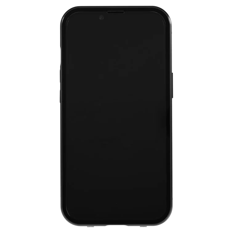 Pour Iphone 14 Plus de Sécurité Boucle Transparente Couverture Côté Double Côté Trempé Adsorption Magnétique Métal Bumper Straight Edge Téléphone - le Noir
