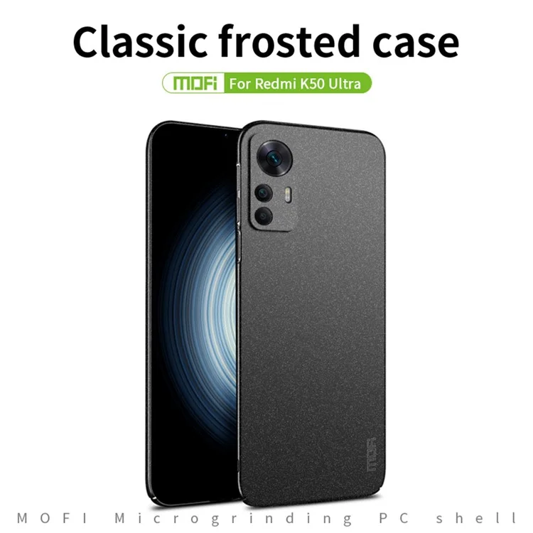 MOFI Shield Matte Series for Xiaomi 12T 5G / Redmi K50 Ultra 5G Hard PC Back Cover Anti-fingerprint Drop-proof Phone Case - Black