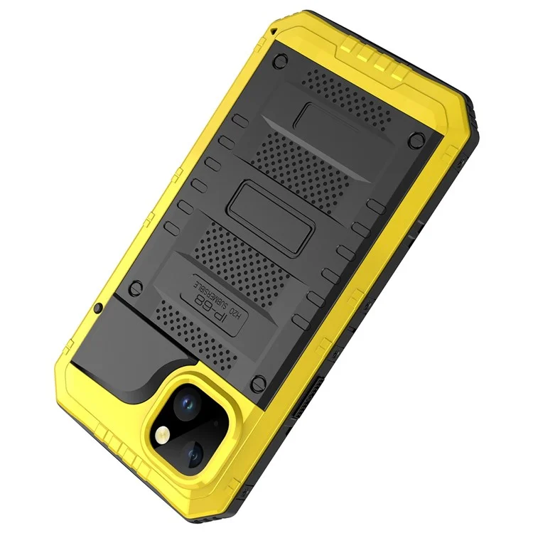 Per iPhone 14 Plus IP68 Copertura impermeabile a 2 m, a prova di caduta, in metallo + silicone, protezione completa sott'acqua - Giallo
