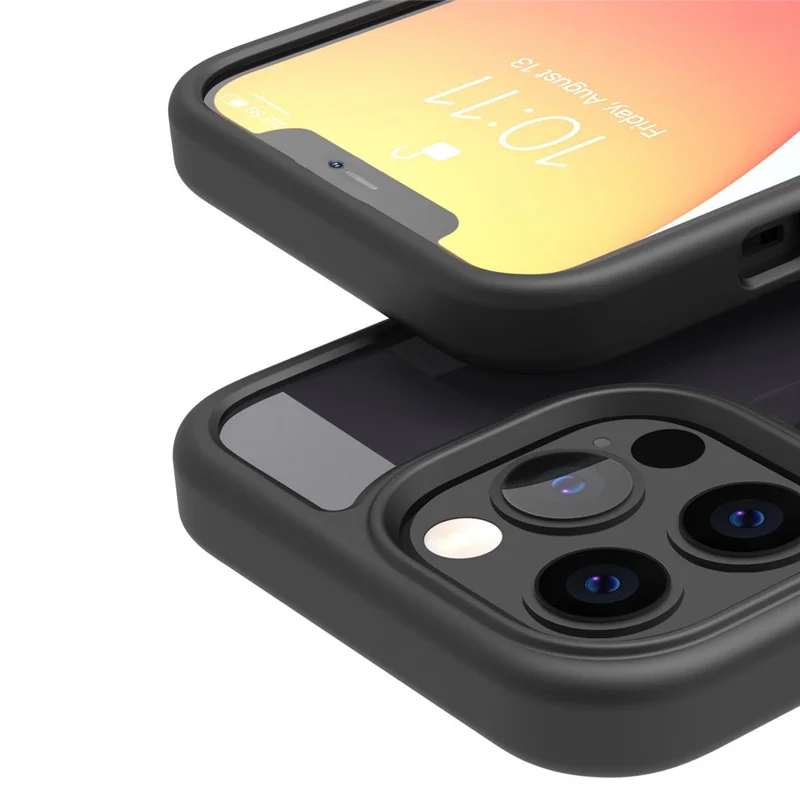 For iPhone 14 Pro Max 9H Hardness Tempered Glass Back Cover Matte TPU Frame Shockproof Transparent Phone Case - Black