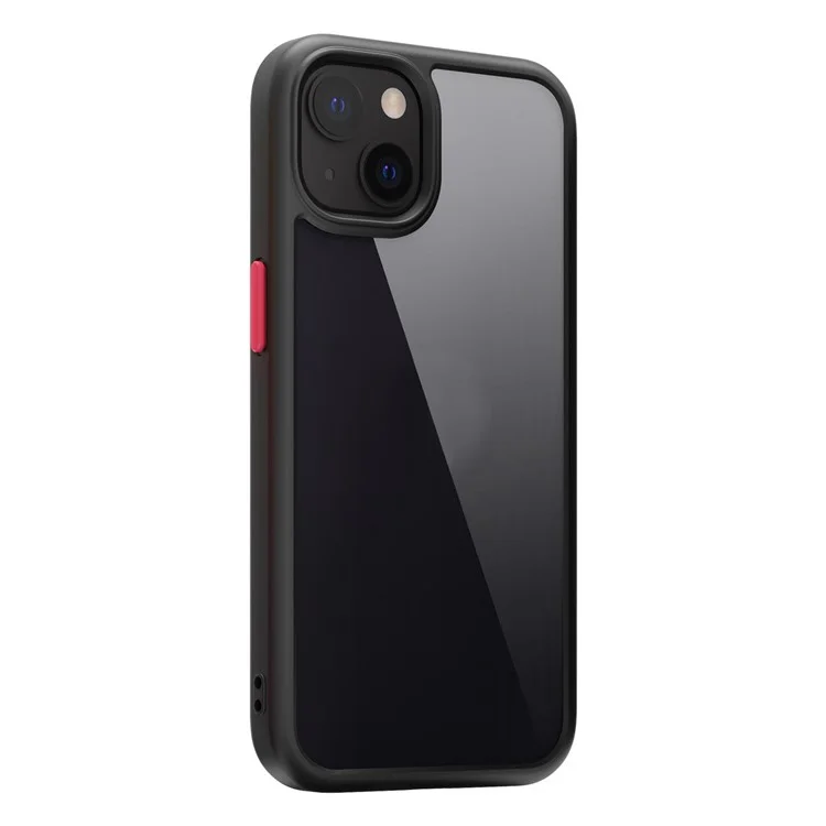 For iPhone 14 Plus 9H Hardness Tempered Glass + TPU Shockproof Hybrid Case Matte Bumper Transparent Phone Cover - Black