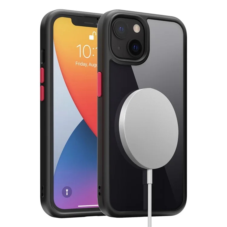 For iPhone 14 Plus 9H Hardness Tempered Glass + TPU Shockproof Hybrid Case Matte Bumper Transparent Phone Cover - Black