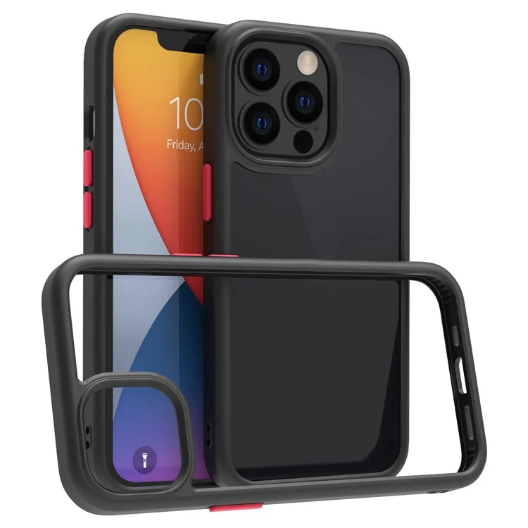 Pour Iphone 14 Pro Transparent 9H Dureté Temperred Back Back Case Matte TPU Frame-sproof Toof Cover - le Noir