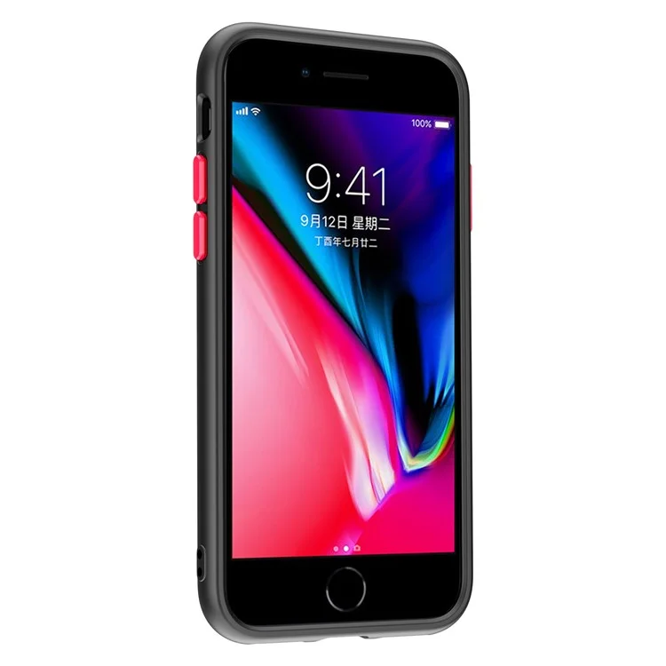 pour iphone 6 / 6s / 7 / 8 4,7 pouces / se (2020) / (2022) 9h verre trempée du durage + couverture transparente du boîtier de téléphone à cadre tpu matte tpu - le noir