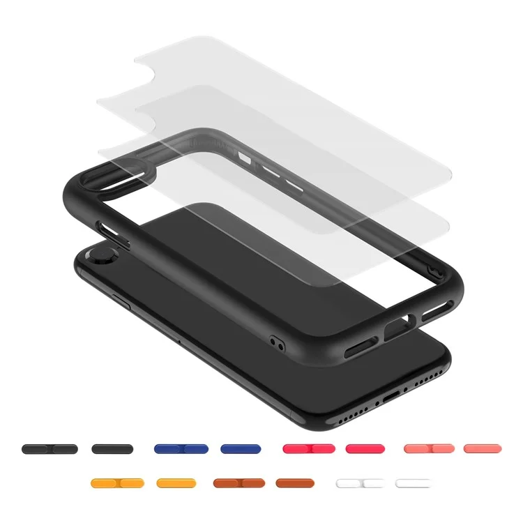 para iphone 6 / 6s / 7 / 8 4.7 pulgadas / se (2020) /(2022) 9h dureza vidrio templado + tpu matte tpu case de teléfono a prueba de caída cubierta transparente - negro