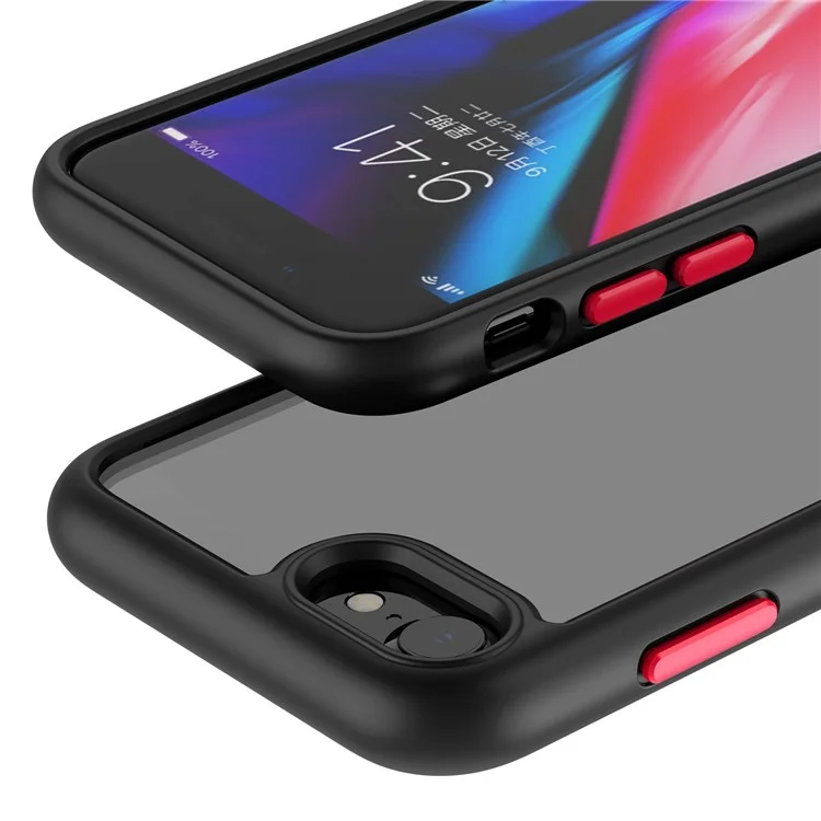 pour iphone 6 / 6s / 7 / 8 4,7 pouces / se (2020) / (2022) 9h verre trempée du durage + couverture transparente du boîtier de téléphone à cadre tpu matte tpu - le noir