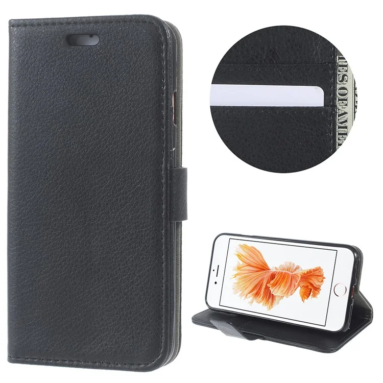 Litchi Texture Flip Leather Wallet Case for iPhone 8 / 7 4.7 inch - Black