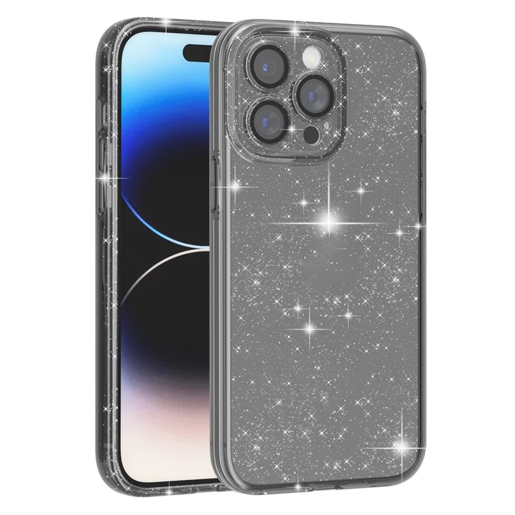 Для iPhone 14 Pro Max Soft TPU + Hard PC Phone Case Anti-Scratch Cover с встроенной защитной пленкой для камеры - Блестящий серый