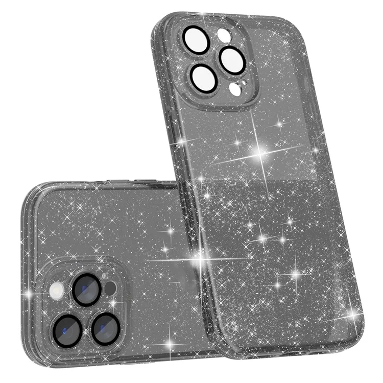 Для iPhone 14 Pro Max Soft TPU + Hard PC Phone Case Anti-Scratch Cover с встроенной защитной пленкой для камеры - Блестящий серый