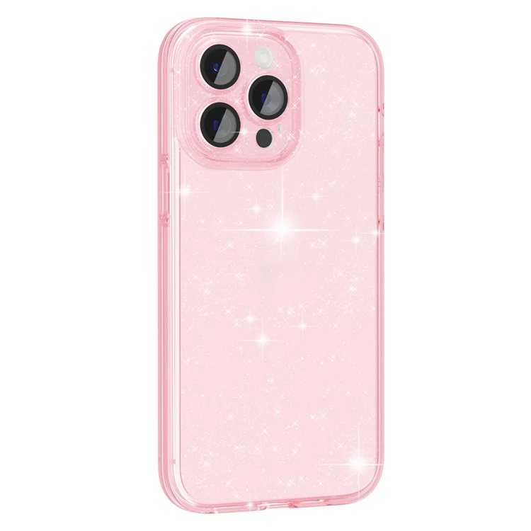 Для Iphone 14 Pro Pro Camera Protection Case Case Hybrid Hard PC Soft TPU Shockprotect Copect - Блестящий Розовый