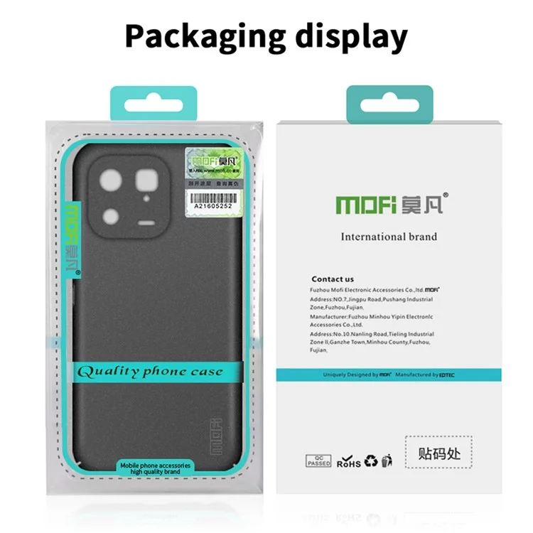 MOFI Schild Matte Serie Handyhülle für Xiaomi 13 5G, Anti-Kratzer Hartplastik-Rückseite Handy Schutzhülle - Schwarz