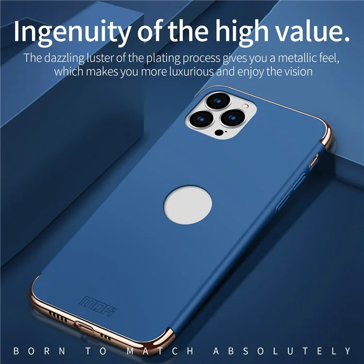 MOFI Guard Series Back Cover for iPhone 14 Pro Max, Detachable 3-in-1 Hard PC Electroplating Phone Case - Blue