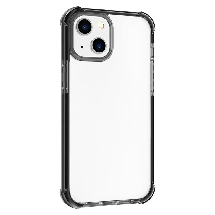 Pour iPhone 15 Plus Transparent Phone Case TPU + Acrylic Anti-drop Phone Cover - Black+Black