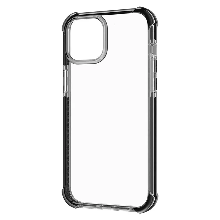 Pour iPhone 15 Plus Transparent Phone Case TPU + Acrylic Anti-drop Phone Cover - Black+Black