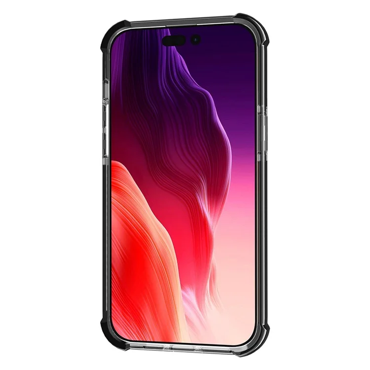 Pour iPhone 15 Plus Transparent Phone Case TPU + Acrylic Anti-drop Phone Cover - Black+Black