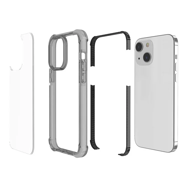 Pour iPhone 15 Plus Transparent Phone Case TPU + Acrylic Anti-drop Phone Cover - Black+Black